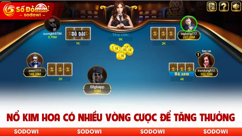 Nổ Kim Hoa có nhiều vòng cược để tăng thưởng